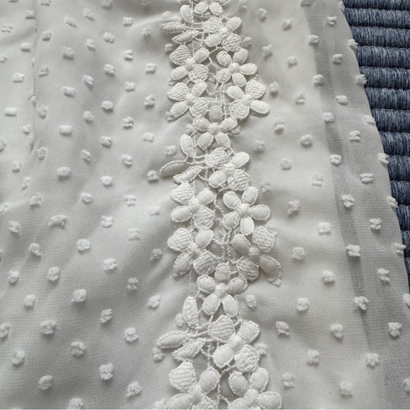 NWT SBerto White Swiss Dot Floral Lace Lined Sheer Long Sleeves Dress Size XS - Picture 3 of 15